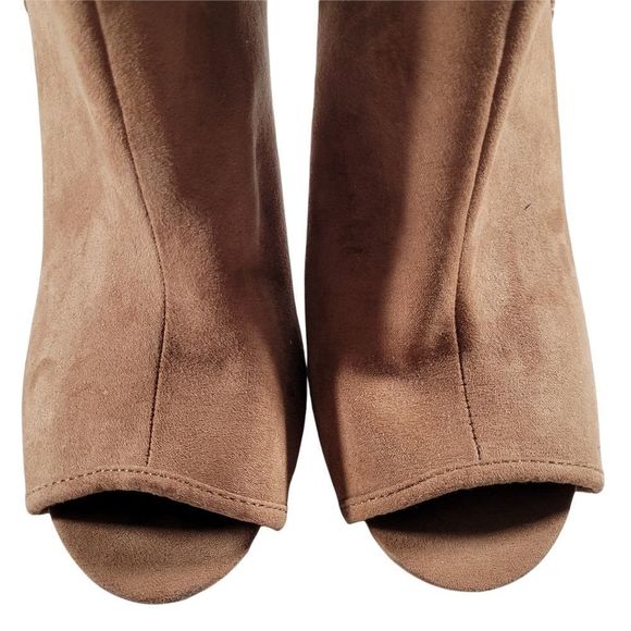 Madden Girl Tan Peep Toe Stiletto Ankle Boots with Tassels - Picture 4 of 15